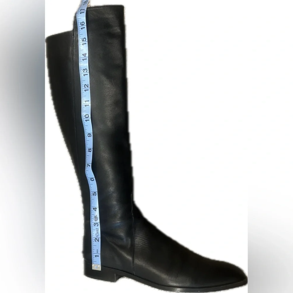 Delman Vero Cuoio Black Leather Knee High Riding Boots | Size 6.5